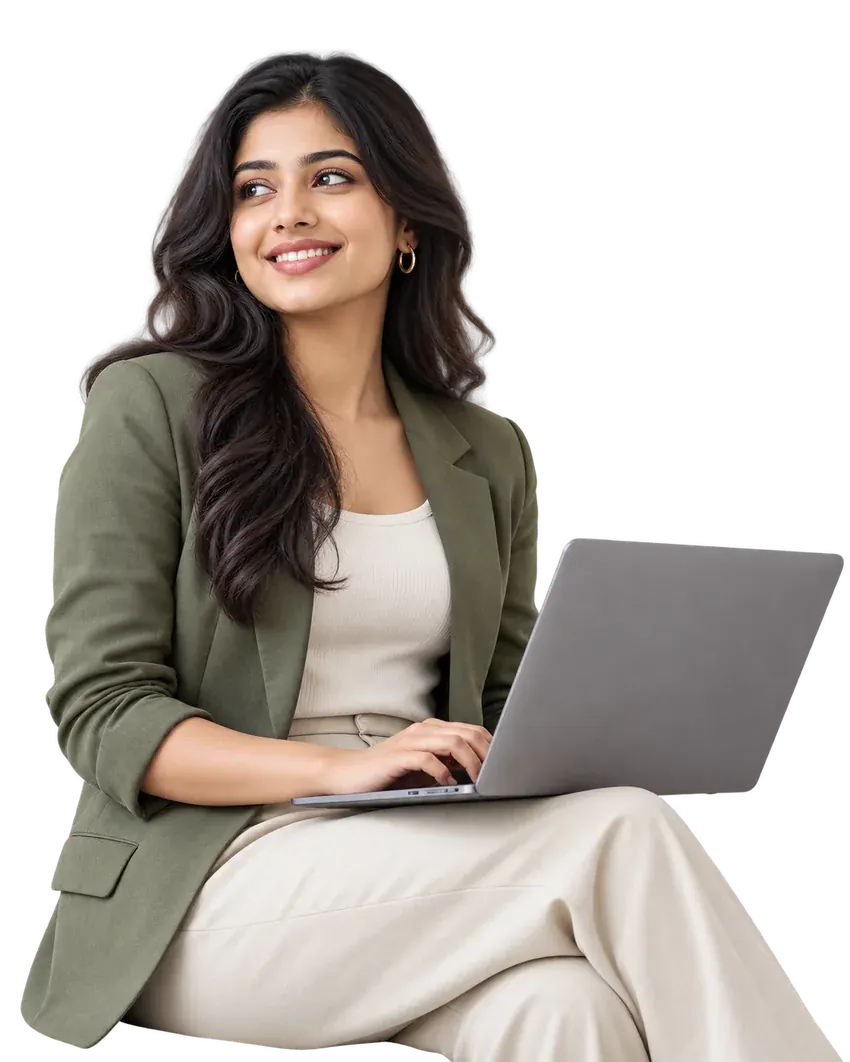Woman working on a laptop beside an illustrated VPS resource dashboard